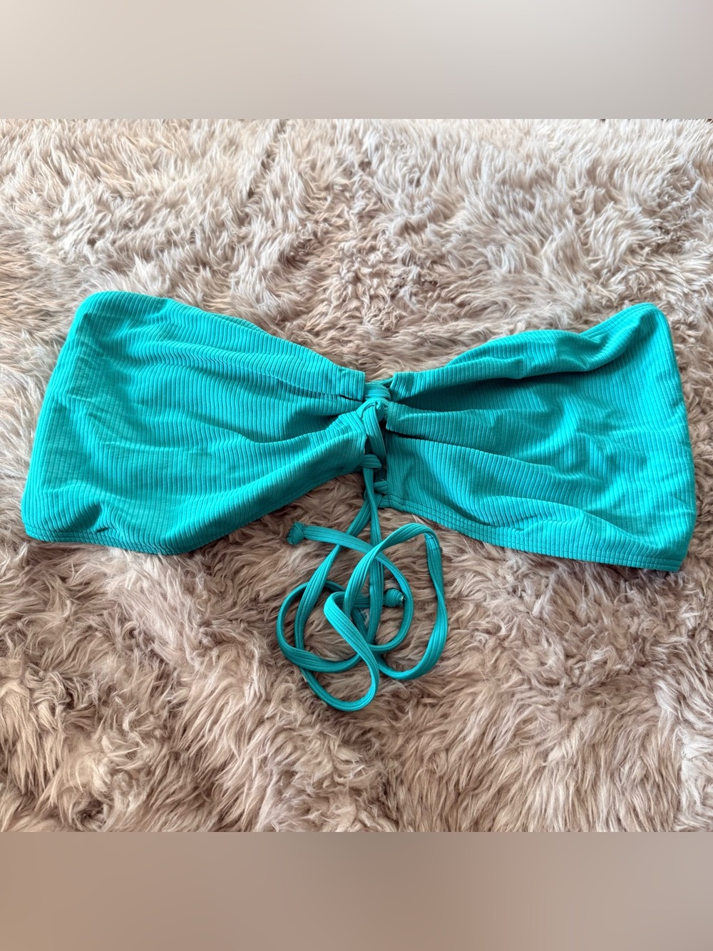 Curvy Beach tubular teal rib bandeau top 3x